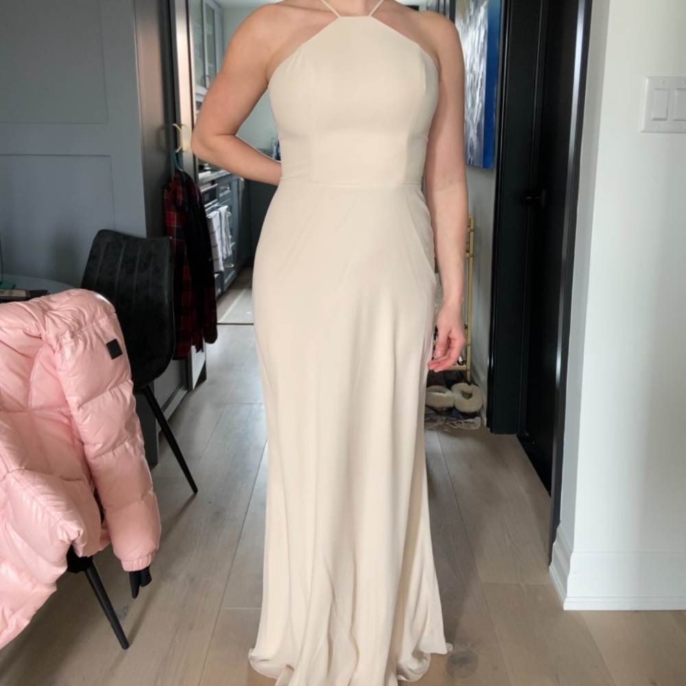 Bill Levkoff bridesmaid dress, champagne colour, size 2